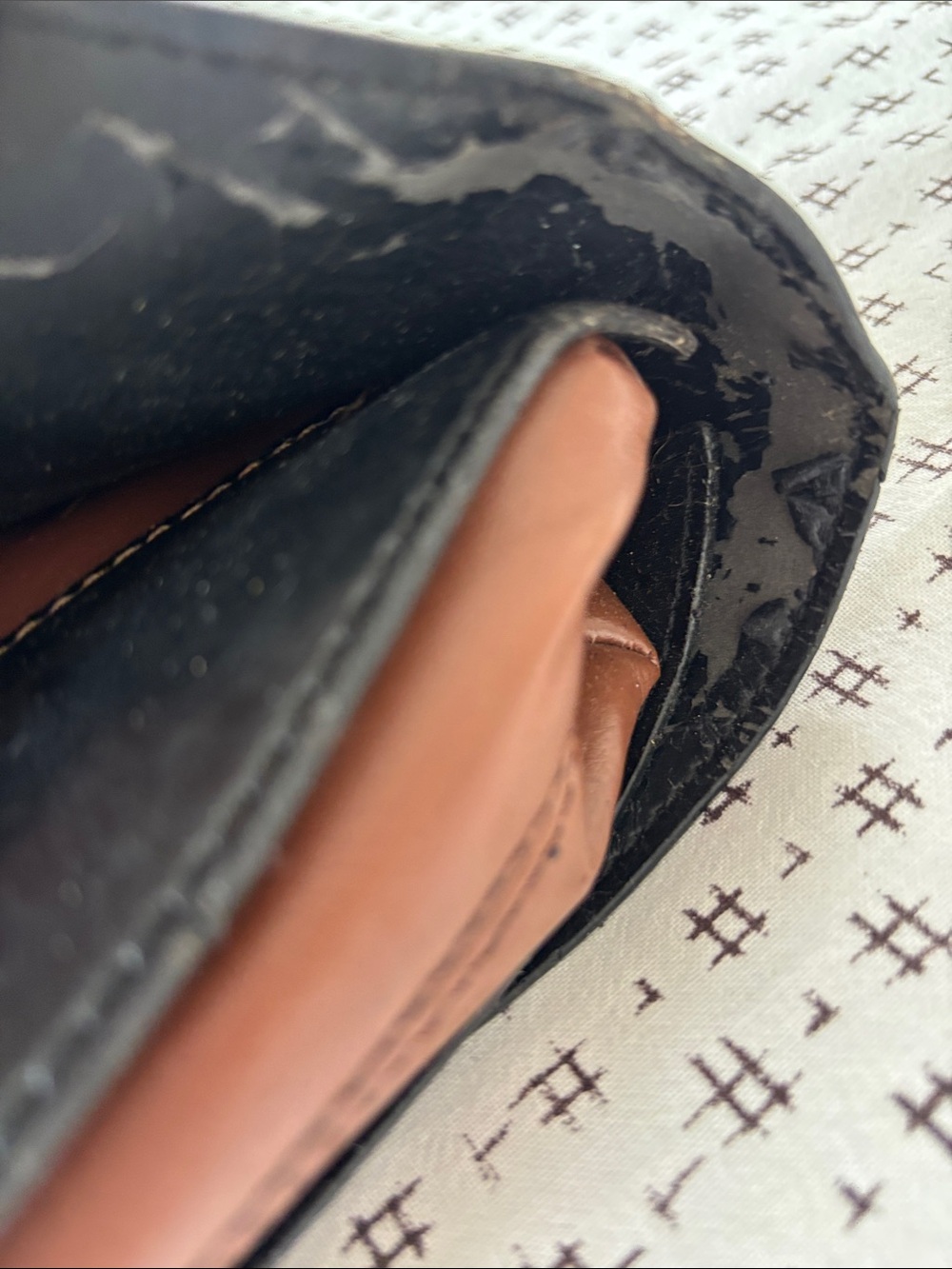 Gucci-style bag, layered leather, dark brown, lite brown, black, wood handle - Picture 16 of 16